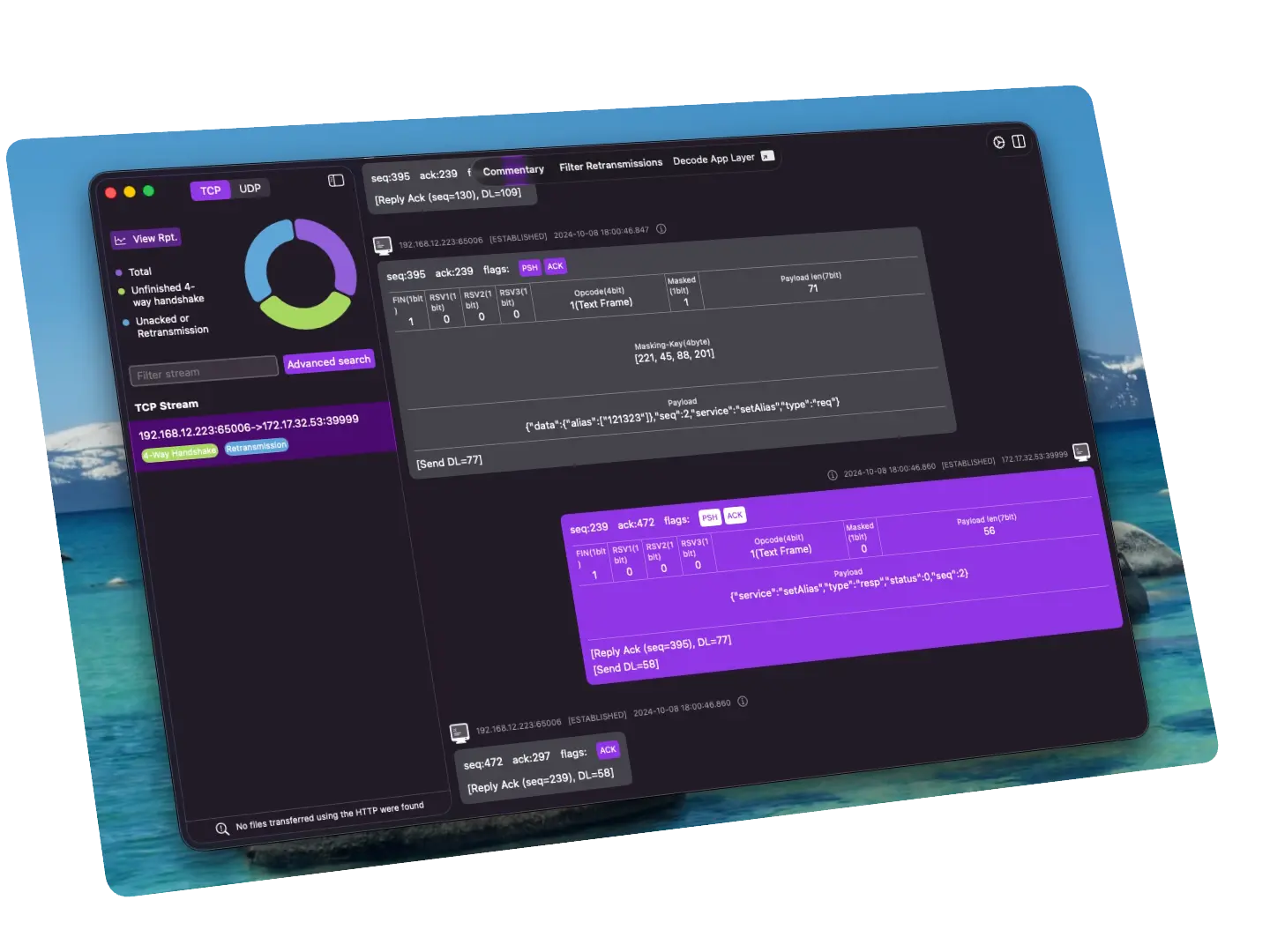 Application-layer protocol decoding | ChatTCP features