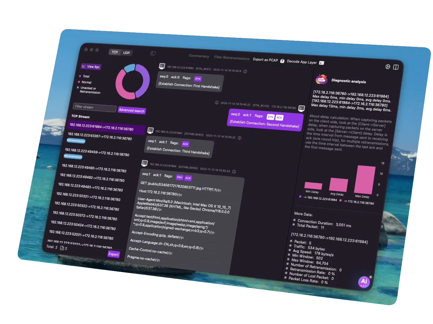 Lower the barrier to TCP packet inspection and analysis | ChatTCP features